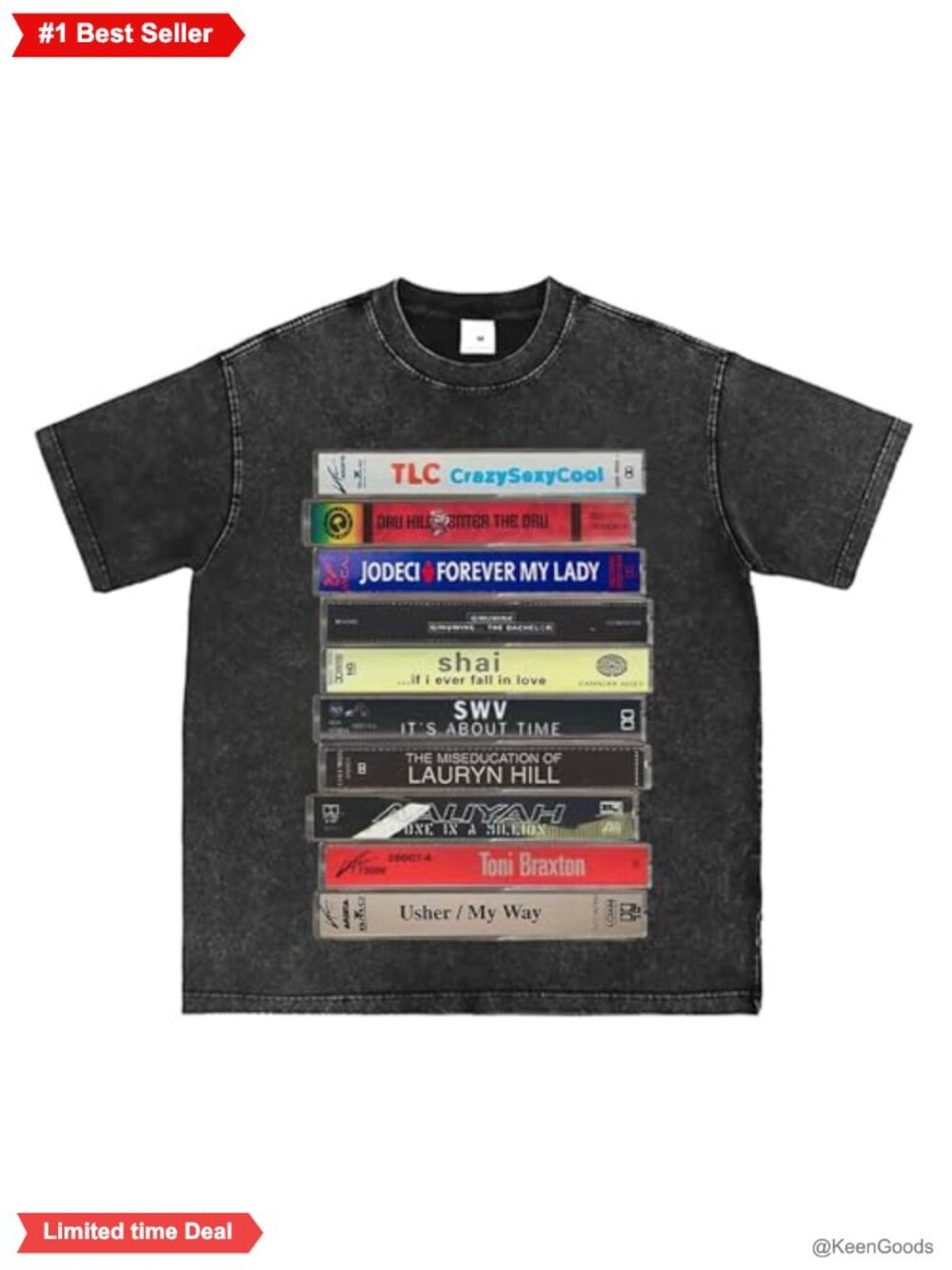 Vintage 90s R&B Cassette Tape T-Shirt Music Graphic Unisex Tee